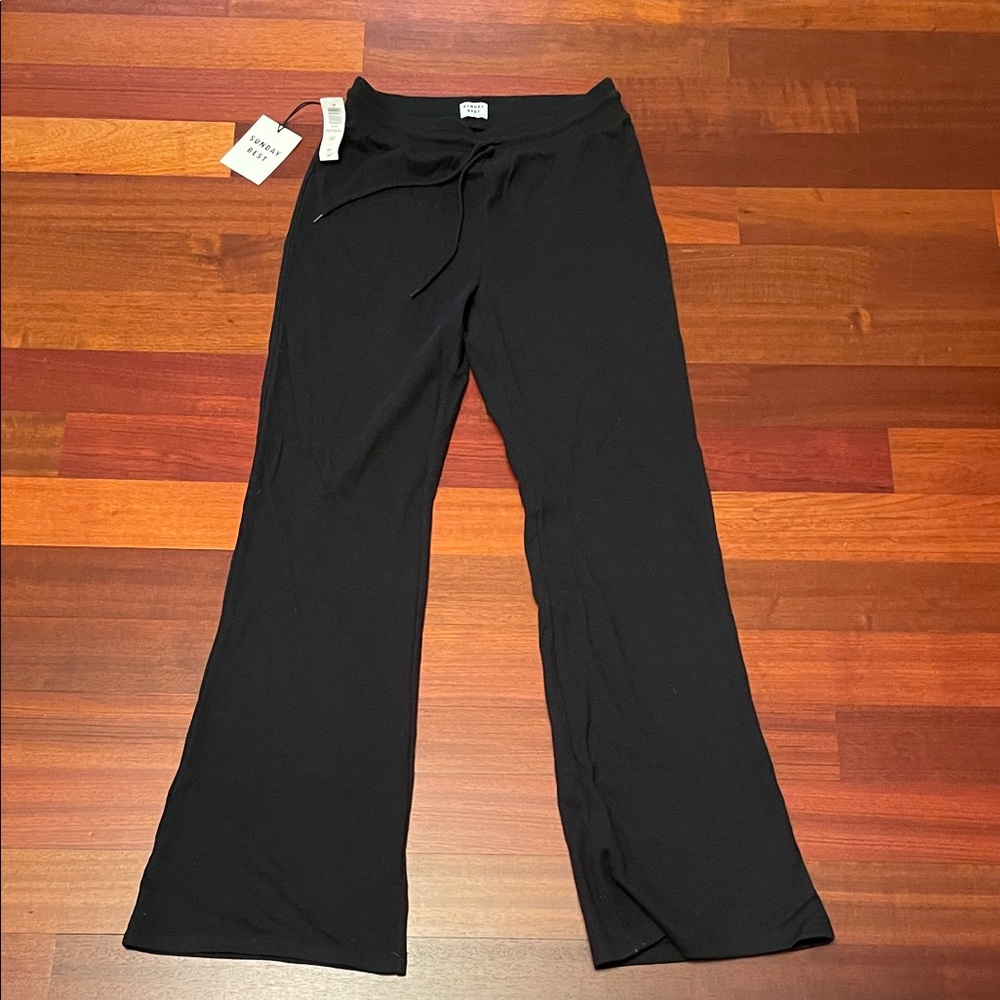 Sunday Best Jet Black Flare Trousers - Baby Waffle